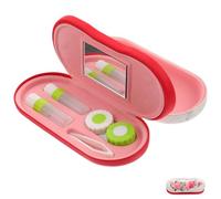 KOCKSHION Estuche para Lentes de Contacto Doble Capa, Resistente al Desgaste, Espejo Incorporado, Tamaño Compacto y Color Rojo Tradicional Chino, Porta Gafas Portátil para Uso Diario y