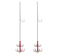 KOCKSHION Gancho para Pesca Doble Tipo Paraguas de Acero Inoxidable Rojo, 2 Piezas, Diseño Multianzuelo Resistente para Pesca al Aire Libre de Calamar y Pulpo