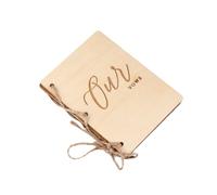 KOCKSHION Libro de Votos de Madera Creativo y Rústico para Ceremonia de Boda, Cuaderno de Votos Matrimoniales Beige para Novia y Novio