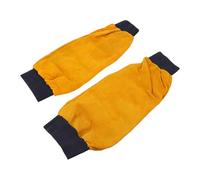 KOCKSHION Manguitos de Protección para Brazos de Soldadura, Resistentes al Calor y Corte, de Cuero Vacuno Amarillo, Talla Única 42 Cm, Mangas Térmicas Prácticas para Trabajo Seguro