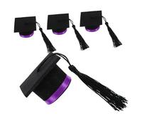 KOCKSHION Mini Birrete De Graduación para Botellas De Vino 4 Piezas, Fieltro Morado, Tapón Decorativo Borla, Accesorio para Fiestas De Graduación y Celebraciones