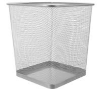 KOCKSHION Papelera Metálica Cuadrada Pequeña Plateada, Cesta de Basura de Malla Ventilada para Oficina y Hogar, Bote de Basura para Baño y Dormitorio, Papelera Resistente y Reutilizable