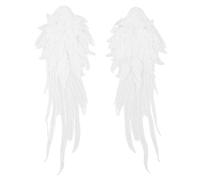 KOCKSHION Parches Bordados de Ala de Ángel Blancos para Decoración Diy, Parches para Reparar Ropa, Apliques de Hilo de Poliéster, 1 Par, Ideales para Manualidades y Personalización