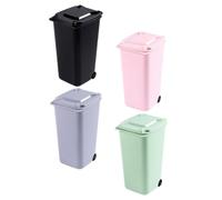 KOCKSHION Set de 4 Mini Cubos de Basura Tapa de Plástico, para Oficina y Cocina, Contenedor Pequeño para Residuos, Colores Surtidos, Adecuado para Escritorio y Automóvil Color Aleatorio