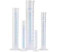 KOCKSHION Set de 5 Cilindros Medidores de Plástico Azul Base Hexagonal, Capacidad 50-1000 Ml, Taza Medidora Práctica para Laboratorio, Cocina y Escuela, Probeta Graduada Vertedor Cónico,