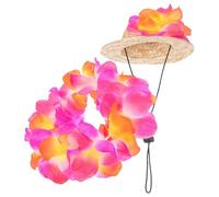 KOCKSHION Sombrero de Paja Accesorios Casuales Guirnalda Hawaiana para Perros Pequeños para Mascotas Cómodos y Protección Solar para Fiesta Verano en Vacaciones de Playa