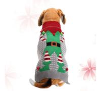 KOCKSHION Suéter para Perro Estilo Payaso Gris Verde de Acrílico, Diseño Pulóver sin Mangas Que Mantiene Caliente, Adecuado para Fiesta Navideña y Celebración de Invierno