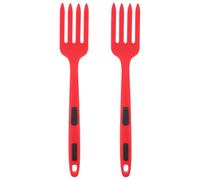 KOCKSHION Tenedor para Pasta de Silicona Flexible Resistente al Calor, 2 Piezas, Color Rojo, Utensilio de Cocina Seguro y Apto para Lavavajillas