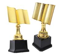 KOCKSHION Trofeo de Lectura Juego de 2 Piezas Dorado de Plástico Forma de Libro Recuerdo Elegante Que Motiva Amantes Lectura para para Concurso Escolar