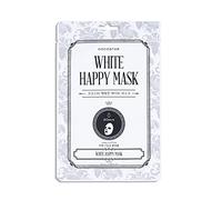 KOCOSTAR - Mascarilla Facial Coreana White Happy Mask, 25 ml, con Niacinamida, Ácido Málico y Té Verde, Reduce Manchas y Arrugas, Mejora Textura de la Piel, Ilumina e Hidrata, Efecto Buena Cara