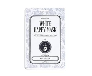 KOCOSTAR - Mascarilla Facial Coreana White Happy Mask, 25 ml, con Niacinamida, Ácido Málico y Té Verde, Reduce Manchas y Arrugas, Mejora Textura de la Piel, Ilumina e Hidrata, Efecto Buena Cara
