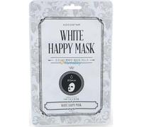 KOCOSTAR - Mascarilla Facial Coreana White Happy Mask, 25 ml, con Niacinamida, Ácido Málico y Té Verde, Reduce Manchas y Arrugas, Mejora Textura de la Piel, Ilumina e Hidrata, Efecto Buena Cara