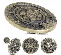 Kocreat Moneda conmemorativa de la estatua azteca maya de bronce 3D estéreo talla Moneda conmemorativa de bronce antiguo COPI-Moneda conmemorativa original REPLICA