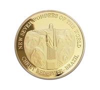 Kocreat Siete Maravillas del Mundo Moneda de Oro Conmemorativa Colección de Turismo Moneda Lucky Badge-Liberty Morgan Moneda Freedom Hobo Moneda Desafío Moneda Cristo Redentor-Brasil