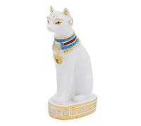 Kocris Casa Estatua de gato egipcio Bastet, terrario del antiguo Egipto, reptil, tanque, decoración de terrario, escultura de tanques, decoración de acuario, color blanco