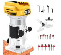 Kocusu Fresadora Compatible con Dewalt Bateria 20V, 1300W Fresadora para Madera, Enrutador Inalámbrico sin Escobillas de 6 Velocidades con 15 Fresas de 1/4 Pulgadas, Recortadora de Mano Para Tallado