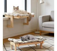 Kocusu Hamaca para gatos, cama para gatos para colgar y colocar, tumbona para ventana con cojín suave, capacidad de carga de hasta 44 kg para alféizares de ventanas, suelos, balcones, 20 x 15,5