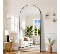 KOCUUY ARC Espejo de Cuerpo Entero, 196 x 96 cm Negro Espejo de pie Grande para Colgar, de pie, Apoyado Espejo de Pared Grande con Marco de Metal para SalóN, Dormitorio, Pasillo