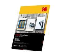 KODAK 20 hojas de papel fotográfico A4 de 180 g/m2 de alto brillo, secado instantáneo y resistente al agua, especialmente desarrollado para todas las impresoras de inyección de tinta/inyección de