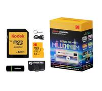 Kodak Charmera Millennium - Llavero con cámara digital (caja ciega de estilo aleatorio) con tarjeta micro SDHC de 64 GB y lector, paquete de cartera para tarjetas de memoria