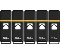 Kodak Classic K100 Cap and Body Series - Interfaz USB 3.2 Gen 1 de 128 GB con velocidad de lectura de hasta 20 MB por segundo y velocidad de escritura de hasta 10 MB por segundo (paquete de 5)