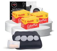 Kodak Colorplus 200 - Paquete de 3 colores de película de 35 mm con funda, tarjeta de consejos de fotografía Clikoze y paño para lente de cámara