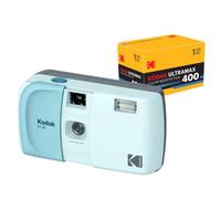 KODAK EC35 - Cámara de película de 35 mm de 35 mm, Reutilizable, sin Enfoque, Flash Integrado, Cubierta Deslizante, Apta para Principiantes (Azul Polvo) con película Kodak Ultramax 400/24EXP de 35 mm