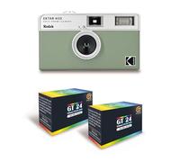 KODAK EKTAR H35 - Cámara de vídeo de media formato, 35 mm, reutilizable, sin enfoque, ligera, fácil de usar, verde salvia + 2 películas de 35 mm, color 24 exposiciones