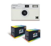 KODAK EKTAR H35 - Cámara de vídeo de media formato, 35 mm, reutilizable, sin enfoque, ligera, fácil de usar, color blanco roto + 2 películas de 35 mm, 24 exposiciones