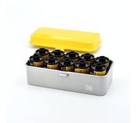 KODAK Film Case Estuche de película 120/135-para 8 Rollos de 120 películas / 10 Rollos de películas de 35 mm-Caja de Acero Retro para clasificar y Proteger la película (Amarilla)(película no incluida)