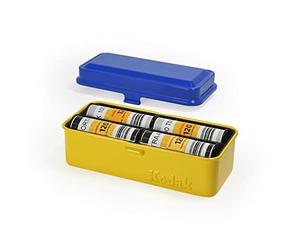 KODAK Film Case Estuche de película 120/135 - para 8 Rollos de 120 películas / 10 Rollos de películas de 35 mm-Caja de Acero Retro para clasificar y Proteger la película (Azul) (película no incluida)