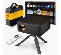 Kodak Flik X20 1080p Smart TV Proyector Kit con 300 ANSI LED, enfoque automático y Keystone, HDR10 - Cine en casa portátil con funda de EVA negra, trípode, pantalla de 100 pulgadas, cable HDMI