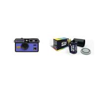 KODAK i60 DA00259 - Appareil Photo réutilisable 35 mm - Estilo Retro, Sin Enfoque, Flash intégré, Appuyez et Flash Pop-up - Azul + GT Photo Película de Color Retro 35mm - 24 Fotos