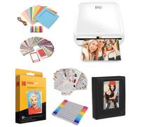 KODAK Impresora Step, impresora fotográfica móvil inalámbrica con tecnología ZINK y aplicación para iOS y Android (blanca), paquete de regalo
