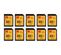 KODAK - Juego de 10 Tarjetas de Memoria SDHC de Alta Velocidad, 32 GB | Negro, paquete de 10, capacidad 32 GB por tarjeta, interfaz UHS I, clase U1, transferencia de alta velocidad, para cámara