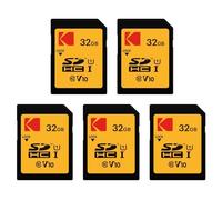 Kodak - Juego de 5 Tarjetas de Memoria SDHC (32 GB, Ultra Alta) | Negro, lote de 5, capacidad 32 GB por tarjeta, interfaz UHS I, clase U1, transferencia de alta velocidad, para cámara
