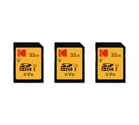 Kodak Lot de 3 Cartes Mémoire SDHC 32 Go Ultra High Speed - Classe 10 - Vitesse Rapide pour Photos et Vidéos HD