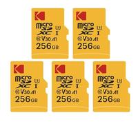 KODAK - Lote de 5 Tarjetas de Memoria Micro SD (256 GB, Clase 10, Alto Rendimiento, con Adaptador