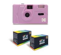 KODAK M35 - Cámara recargable de 35 mm, lente gran angular fija, visor óptico, flash integrado, color morado + 2 películas GT24 compatible con 24 exposiciones