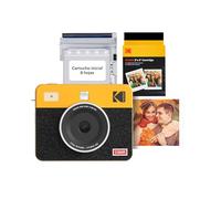 KODAK Mini Shot 3 Retro 4PASS 2-en-1 Cámara Instantánea e Impresora de Fotos (7,6x7,6cm) + Pack con 68 Hojas, Amarillo