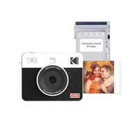 KODAK Mini Shot 3 Retro 4PASS 2-en-1 Cámara Instantánea e Impresora Fotográfica (7,6x7,6cm) + 8 Hojas, Blanco