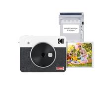 KODAK Mini Shot 3 Retro 4PASS 2-en-1 Cámara Instantánea e Impresora Fotográfica (7,6x7,6cm) + 8 Hojas, Blanco