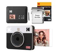 Kodak Mini Shot 3 Retro 4PASS 2 en 1 - Cámara instantánea e impresora fotográfica portátil (7,6 x 7,6 cm) + paquete de 38 hojas, color blanco