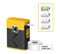 KODAK New Label Era M50 - Impresora instantánea de Etiquetas (Blanco, Impresora con 1 Rollo Autoadhesivo Etiqueta + 12 Rollos, Blanco 9 Rollos, Rosa/Verde/Amarillo 1 Rollo Cada uno)