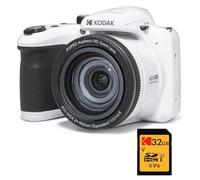 KODAK Pixpro Astro Zoom AZ405 Digital Bridge Pack + Tarjeta Kodak Ultra High Speed U1 32GB SDHC - Cámara de 20 megapíxeles, zoom X40, gran angular, LCD, vídeo Full HD 1080p, OIS, pila AA - Blanco - Nuevo