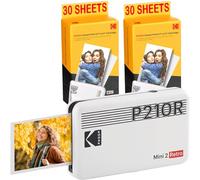 KODAK Pack Mini Imprimante P210 Retro 2 + Cartouche et Papier pour 60 Photos - Imprimante Connectée Bluetooth - Photos Format CB 5,3 x 8,6 cm - Batterie Lithium - Sublimation Thermique 4Pass