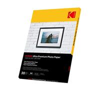 KODAK Papel fotográfico brillante A4, 280 g/m2, 20 hojas para impresoras de inyección de tinta, DIN A4, 20 hojas, papel fotográfico, tarjetas fotográficas, resistente al agua, blanco brillante