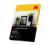 Kodak Papel fotográfico brillante DIN A4, 50 hojas, 240 g/m², para impresoras de inyección de tinta, tarjetas fotográficas, tarjetas fotográficas, secado inmediato, impermeable, hojas fotográficas