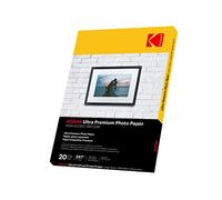 KODAK Papel fotográfico brillante Kodak, 280 g/m2, 20 hojas para impresoras de inyección de tinta, 13 x 18,20 hojas, papel fotográfico