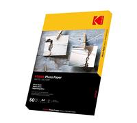 Kodak Papel fotográfico mate, 180 g/m2, DIN A4, 210 mmx297 mm, 50 hojas para impresora de inyección de tinta, papel fotográfico, tarjetas fotográficas, instantáneas, resistentes al agua, color blanco